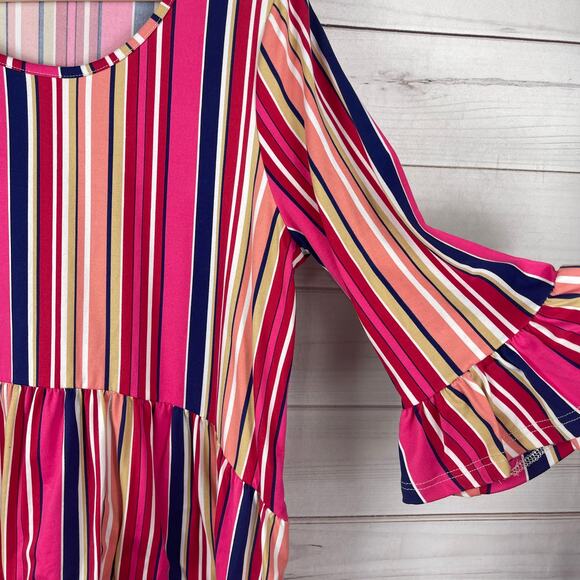 Women's Multi‎ Color Striped Blouse Size Large - Picture 3 of 6